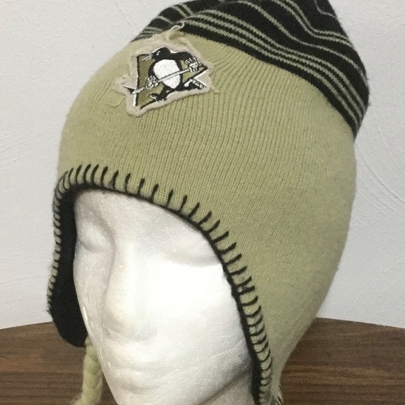𝅺pittsburgh Penguins Beanie Knit Hat w/ Tassel Cap - Picture 2 of 8